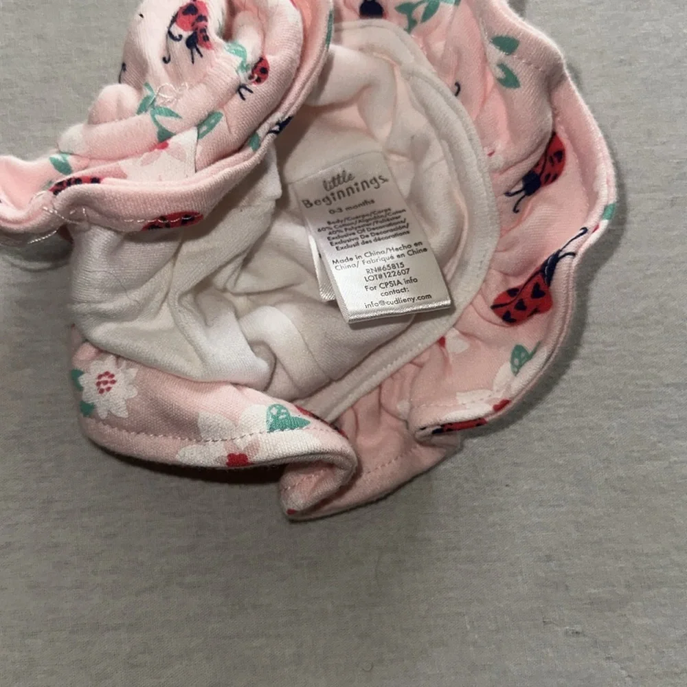 Pink Ladybug Kids Size 0-3M Hat.